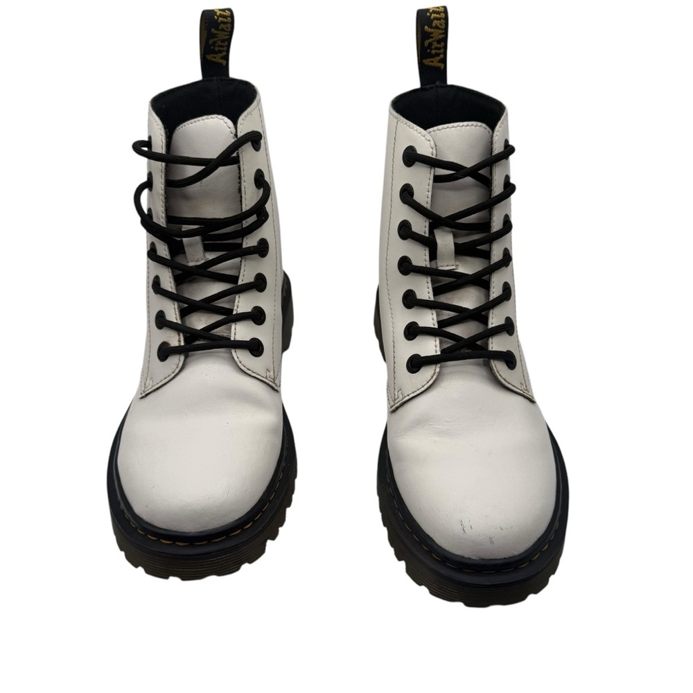 DOC MARTENS DR. MARTENS WHITE LEATHER COMBAT BOOTS – WOMEN’S SIZE 9 LUANA